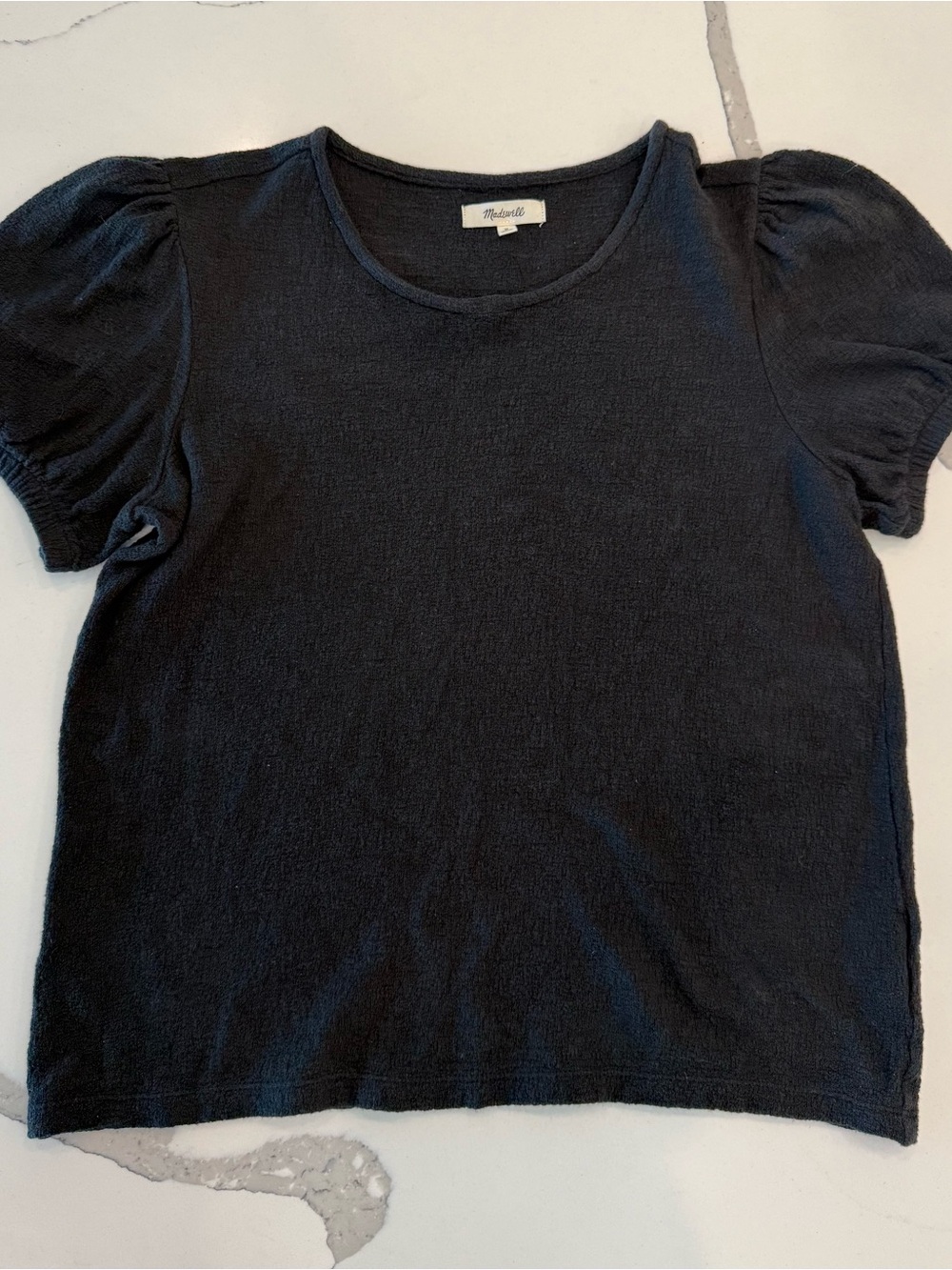 Madewell Black Puff Sleeve Short Sleeve Tee